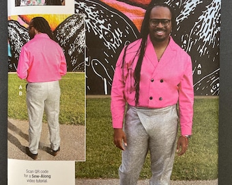 Know Me ME2079 2079 12119 Pattern UNCUT Julian Creates Mimi G Mens Double Breasted Shirt Notched Collar Slim Fitting Pants Size 38-46 48-56