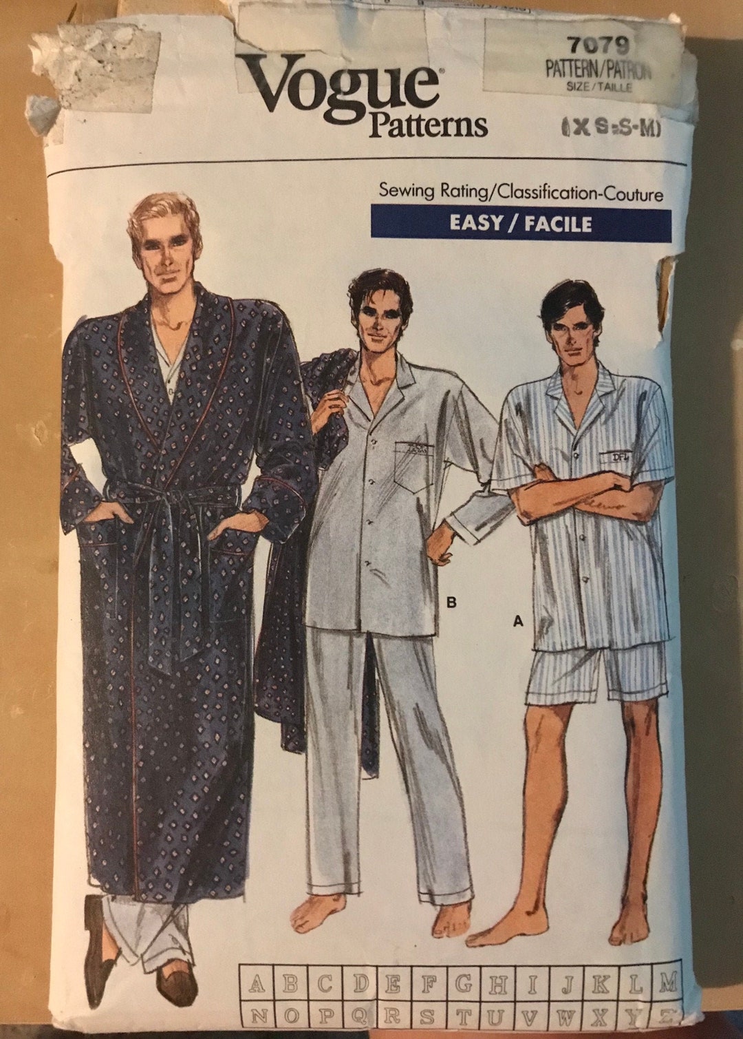 Vogue 7079 Pattern CUT Complete 1980s Easy Mens Wrap Front - Etsy