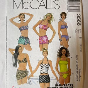McCalls 3566 Pattern UNCUT Suit Yourself Two Piece Swimsuit Bandeau Halter Tankini Bikini or Boy Shorts Size 8 10 12