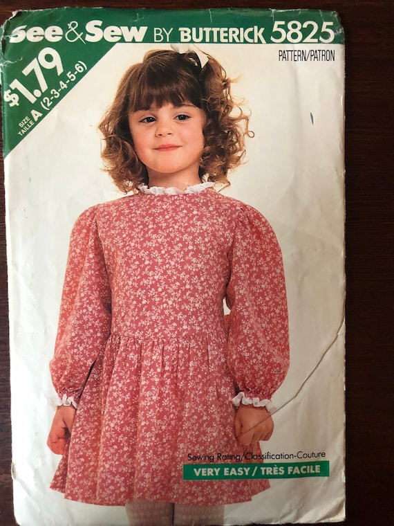 Modèle non coupé 5825 des années 1980, robe évasée très facile