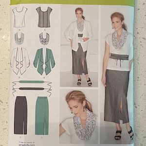 May include: Sewing pattern Simplicity 1920 BB for sizes 20W-28W. The pattern includes instructions for a top, a jacket, and a skirt. The pattern is from the publisher of Threads, sewstylish.com.