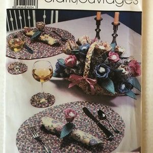 Simplicity 9692 Pattern UNCUT 1980s Vintage Shirley Botsford Braided Table Accessories Crafts Basket Placemats Coasters Mix Match Fabric IL