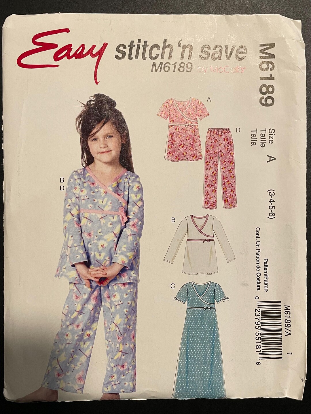 Mccalls M6189 6189 Pattern UNCUT 2010s Stitch N Save Easy Girl's Pajama ...