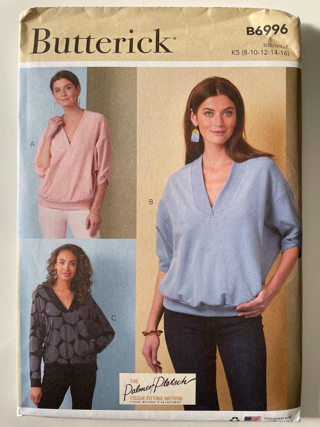 Butterick B6996 6996 Pattern UNCUT Palmer Pletsch Stretch Knit Pullover ...