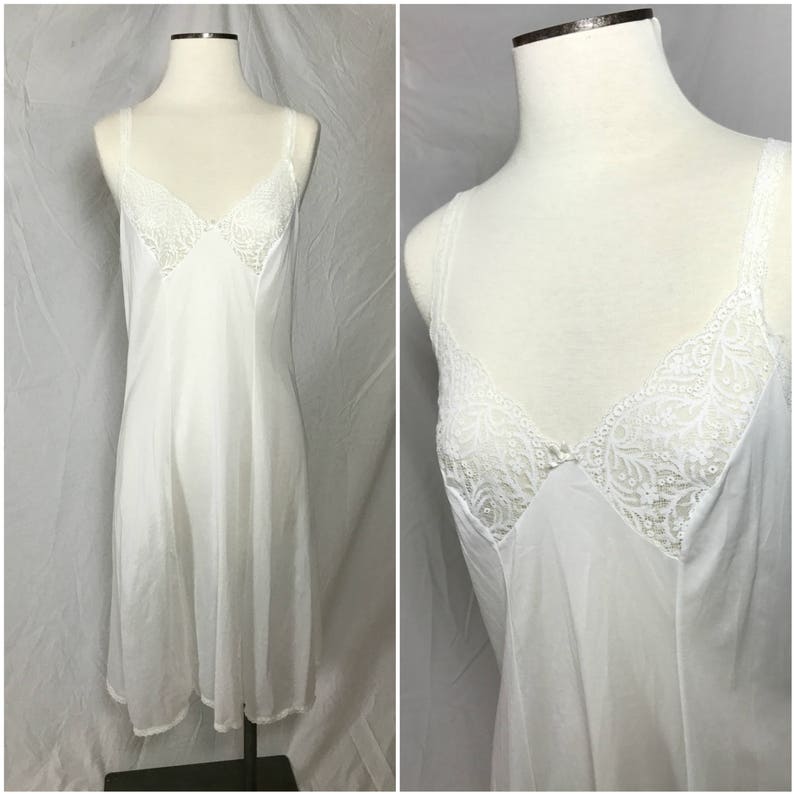 Olga White Nylon Full Slip with Sheer Lace Cups Size Bust 36