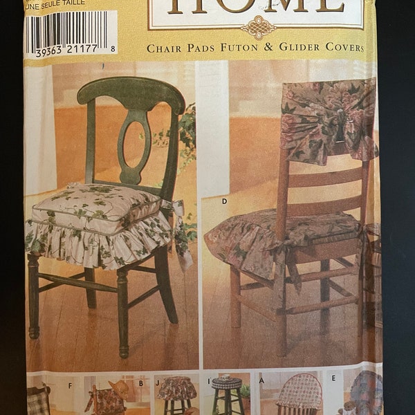 Simplicity 7966 Pattern UNCUT 1990s Vintage Home Chair Pads Futon and Glider Covers Ruffle and Bow Trim Classic Decor Styling Contrast Trim