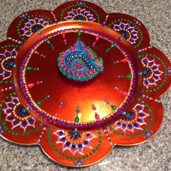 Decorative Candle Light holder (Custom designed Decorative Plate with Candle light holder or diya)