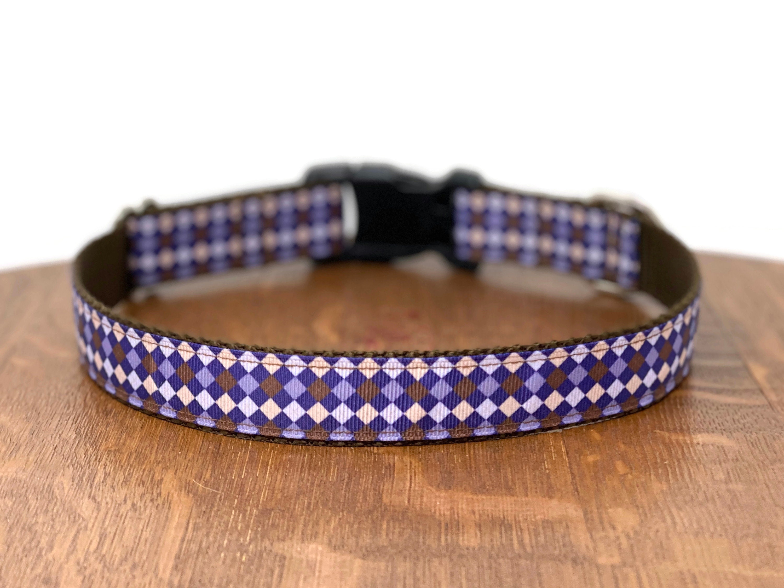 Diamond Dog Collar Geometric Dog Collar Purple Brown Dog Etsy UK