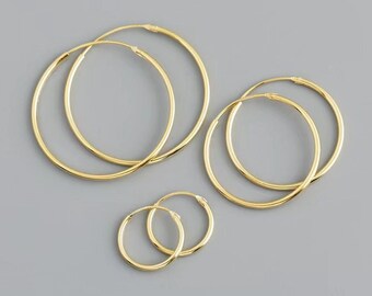 Circle Earrings, Dainty 18K Gold Plated Sterling Silver Earrings, Dainty Everyday Earring, Minimal Earring, Sterling Silver Hoop Earrings
