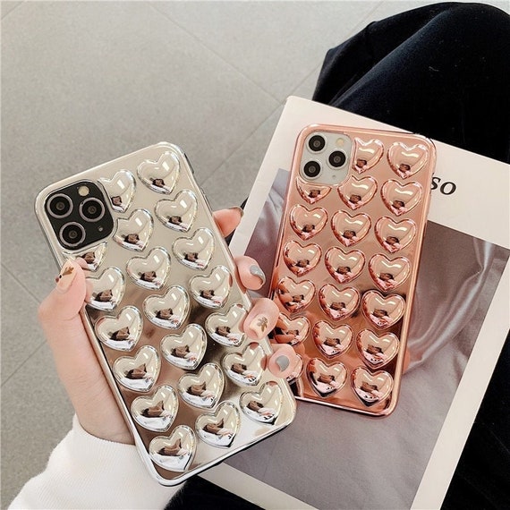 Kast Situatie Overweldigen 3D Luxury Heart Silver Phone Case Rose Gold Phone Case - Etsy