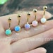 Fire Opal Belly Button Ring, Opal belly rings, Opal Navel Piercing, white opal, purple opal, green opal, pink opal, blue opal button rings 