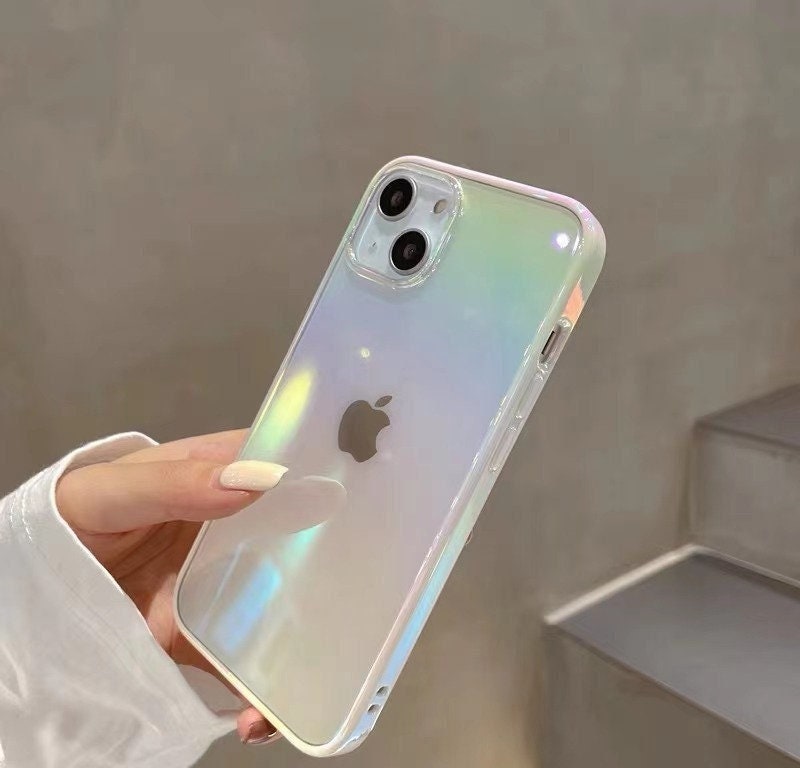 Luxury Square Glossy Electroplating Transparent Laser Rainbow 