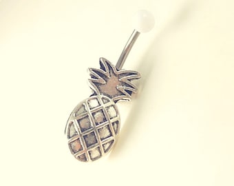 Crystal Rhinestone Pineapple Navel Belly Button Ring Bar Body Piercing JewelryOS Crystal Rhinestone Pineapple Navel Belly Button Ring Bar Body Piercing JewelryOS
