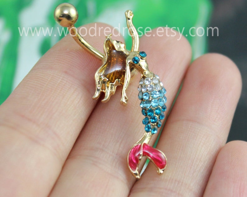 Mermaid Belly Rings Dainty Belly Button Ring Cute Belly Etsy