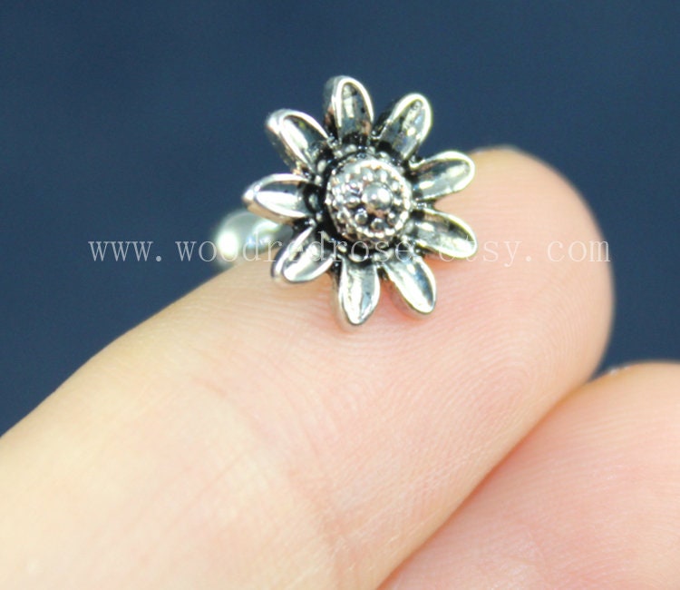 Sunflower Cartilage earring 16g Helix earring Flower Tragus Etsy