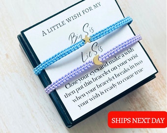 Pulseras a juego para hermana mayor y hermana menor, dijes de estrella y luna dorados, set de regalo para hermanas.