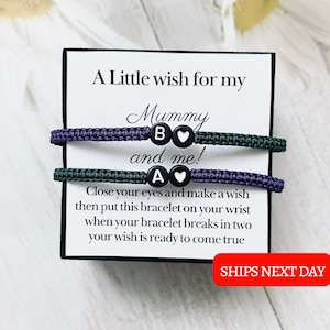 Pulseras de amor para parejas personalizadas con corazón e inicial negros, pulsera con letras, pulsera anudada ajustable, pulseras a juego para parejas