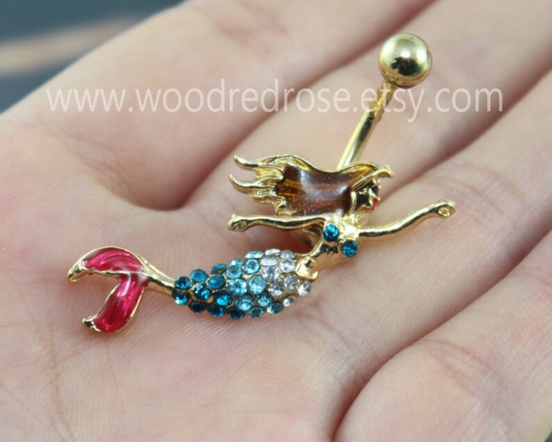 Mermaid Belly Rings Dainty Belly Button Ring Cute Belly Etsy