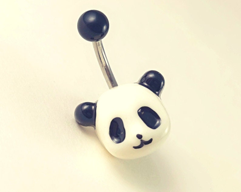 Panda Belly Button Rings, panda belly ring, Panda Navel Jewelry, lucky belly ring, panda Belly Rings, Panda Body Piercing 