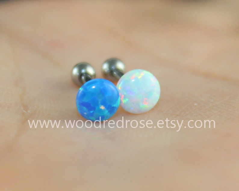 Dainty Opal Earring opal Helix Piercing white Opal Barbell Etsy