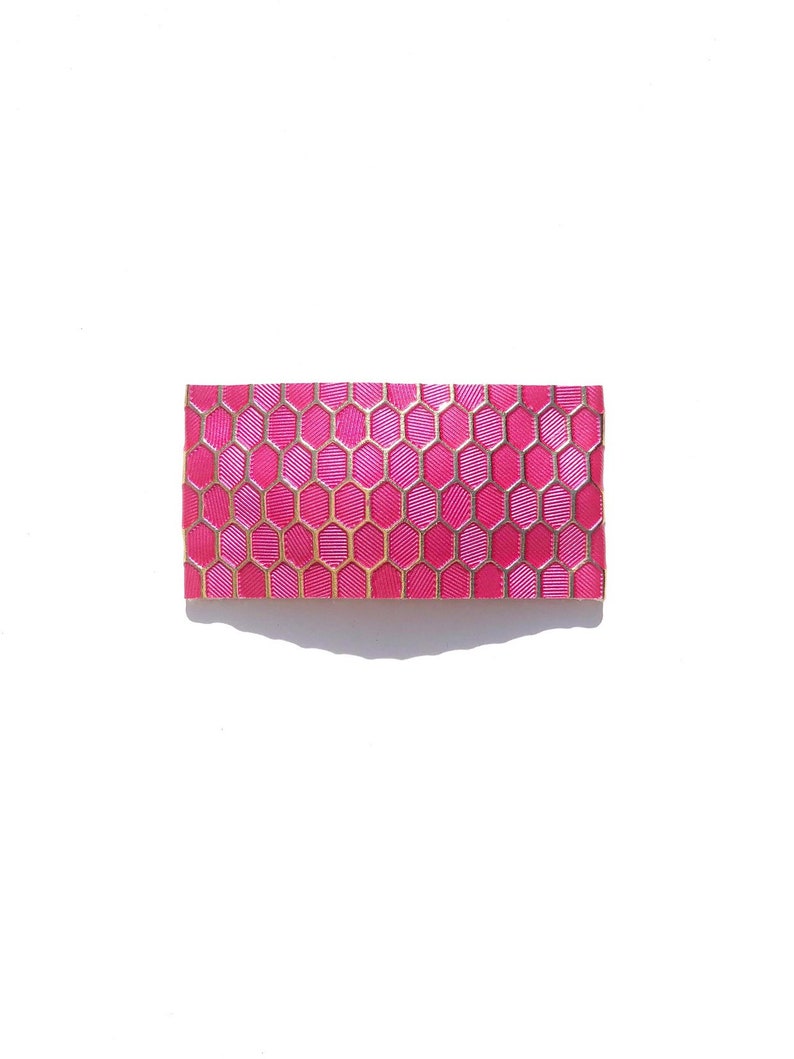 Hair accessories for girls MERMAID VIBES hot pink gold honeycomb leather snap clip Hair clips toddler Hair clips girls Leather hair clip