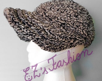 SALE - Novelty Winter & Fall Baseball Cap, Handmade Original Crochet Fuzzy Hat