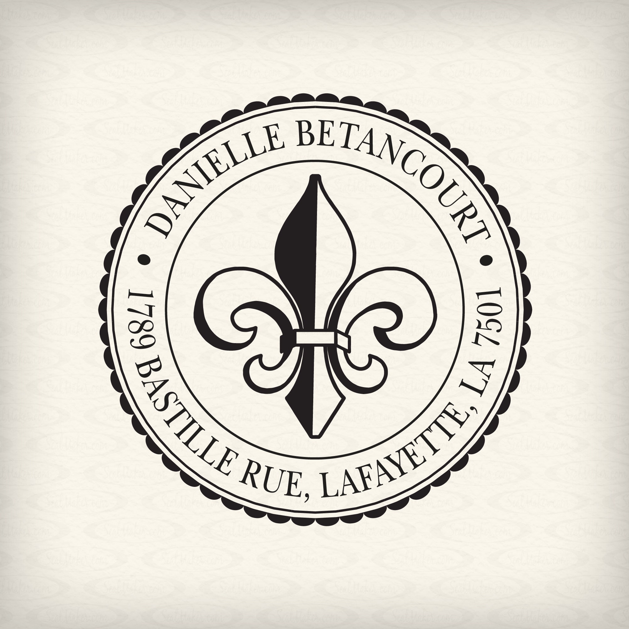 Fleur de Lis Fancy French Emblem Border Wax Seal Wax Seal Stamp