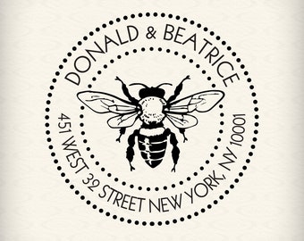 Custom Self-Inking Address Stamp - "Buzzing Bee"