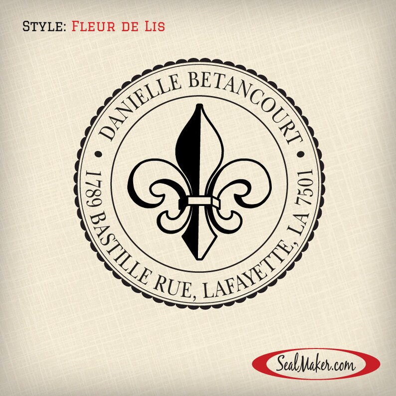 Custom SelfInking Address Stamp Fleur de Lis Etsy