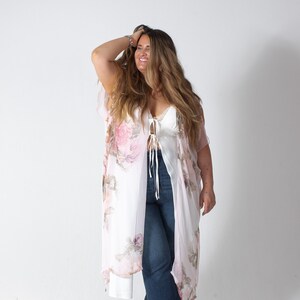Fleetwood Kimono Duster - ROSIE -  Boho Kimono Beach Cover Up, Long Kimono Robe, Summer Kimono, Bohemian Print Kimono, Boho Fashion