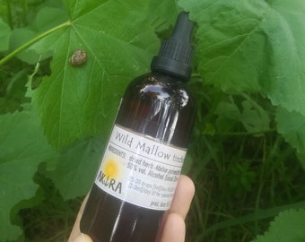 Herbal Tincture of Common Mallow ~ Malva sylvestris ~ wild crafted ~ herbs for digestive & respiratory system ~ anti-stress ~ soothing herbs