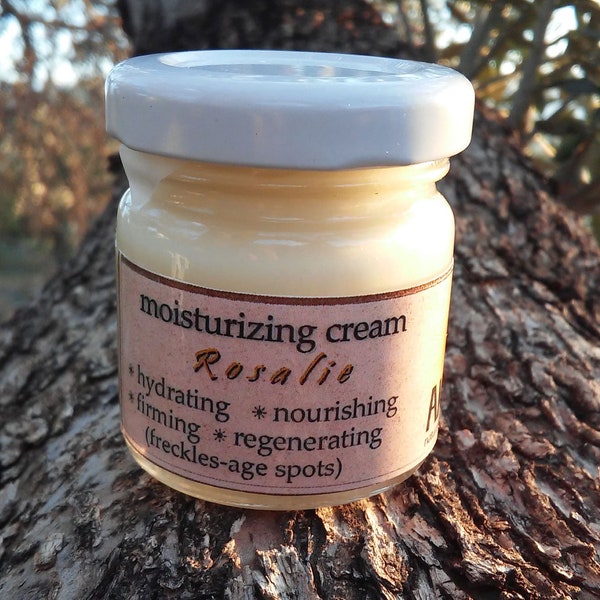 Organic Day&Night deep Moisturizer "Rosalie" ~All-Natural+Vegan ~>Nourishing ~>Regenerating ~>ideal for dull/dry skin ~>Mood-lifting effect