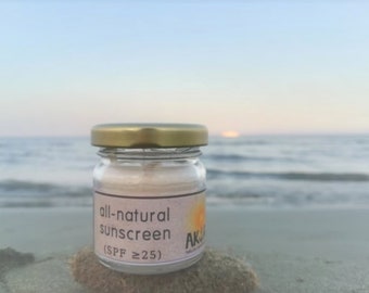 Organic Sunscreen ~ All-natural & Vegan ~ Organic Sun Cream ~ waterproof ~ mineral sunscreen  ≥ 25 SPF ~  light OR darker tint