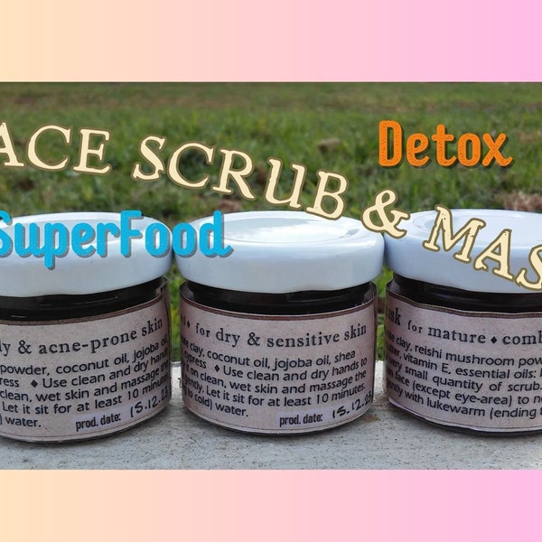 SUPER FOOD® Face Scrub & Mask [Limited Edition] ~>All-Natural Detox~>gentle Exfoliation~>Cleansing~>Purification ~ for different skin types