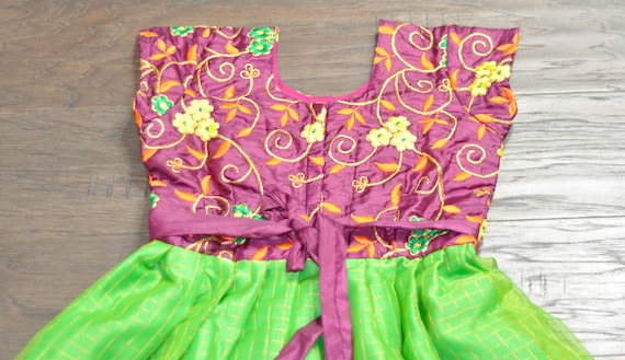 Dola Silk Patola Print Gown & Foil Work Border Kids Wear with inner Duptta  lace | eBay