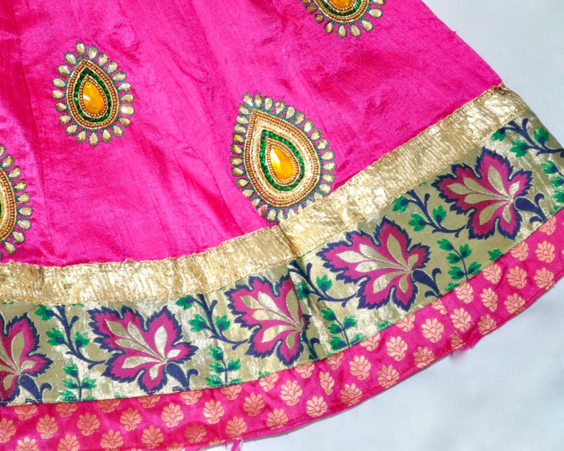 SALE 25% DISCOUNT Kids Pure Pink Raw Silk Moggam Lehenga Green - Etsy