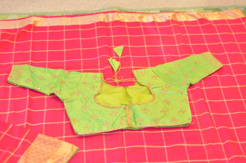 Sale 25/% Discount Pink Two Tone Silk saree Weaving Border Contrast Piping Ready to Wear Designer Blouse Zari Sleeves Tassels Bollywood Sari