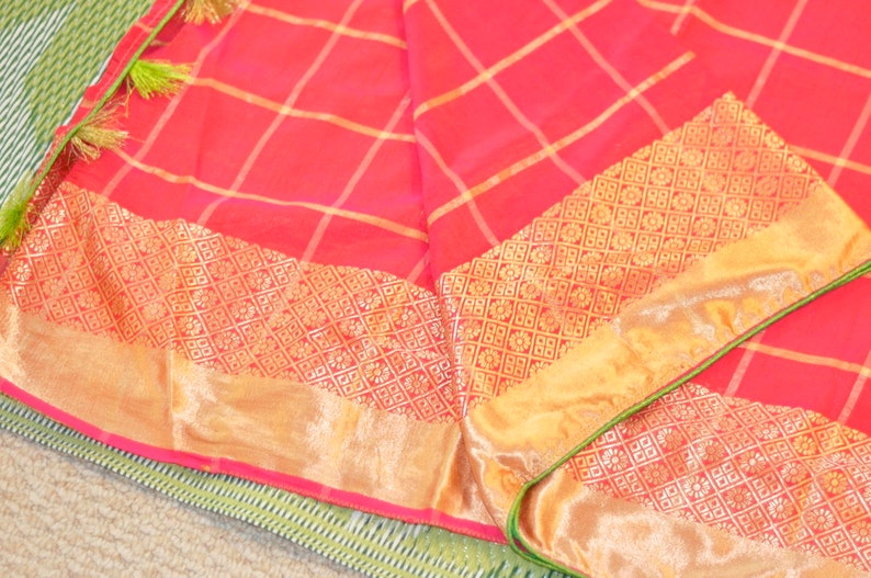 Sale 25/% Discount Pink Two Tone Silk saree Weaving Border Contrast Piping Ready to Wear Designer Blouse Zari Sleeves Tassels Bollywood Sari