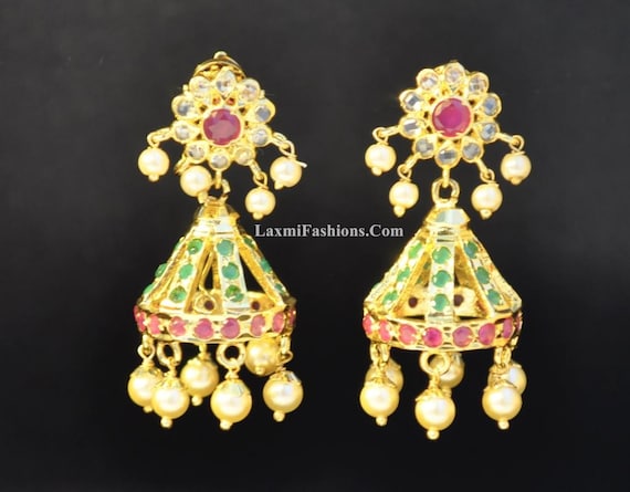 Red and green jhumkas clearance