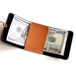 Edc Geldrolle, Minimalistische Lederbrieftasche, Geldscheine Rolled Brieftasche, Handgefertigte Bargeldbrieftasche, schlanker Banknotenhalter mit Gummiband