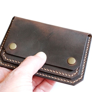 Carteira de couro, bolsa de cinto minimalista, carteira de couro feita à mão para cartões