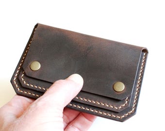 Cartera de cuero para cinturón, bolsa de cinturón minimalista, billetera de cuero para tarjetas hecha a mano