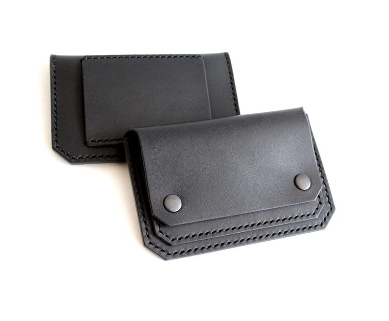 Cartera de cuero para cinturón, riñonera minimalista, tarjetero de cuero, cartera de cuero para cinturón hecha a mano Black