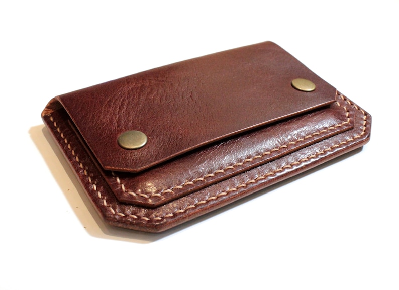Cartera de cuero para cinturón, riñonera minimalista, tarjetero de cuero, cartera de cuero para cinturón hecha a mano Mahogany