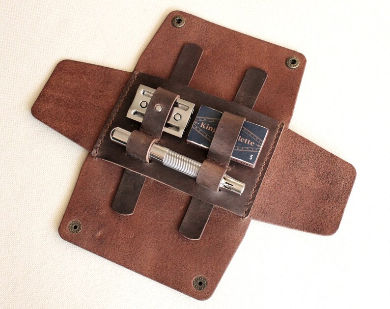 Handmade Leather Shaving Kit Holder Personalized Grooming Etsy
