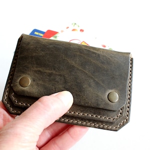 Cartera de cuero para cinturón, riñonera minimalista, tarjetero de cuero, cartera de cuero para cinturón hecha a mano Dark Walnut