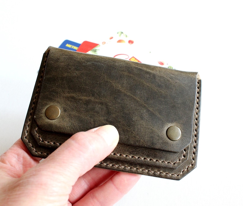 Cartera de cuero para cinturón, riñonera minimalista, tarjetero de cuero, cartera de cuero para cinturón hecha a mano Dark Walnut