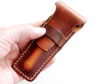 Handmade Leather Safety Razor Pouch: Personalized Minimalist Case