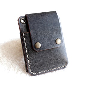 Cartera de cuero, billetera minimalista hecha a mano para tarjetas de cuero, billetera delgada para hombres y mujeres, bolsillo AirTag