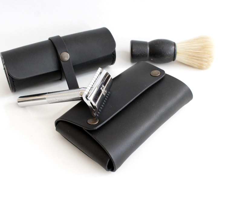 Shave Razor Case Leather Shaving Kit Holder, Handmade Italian Leather Travel Case, Gift ...